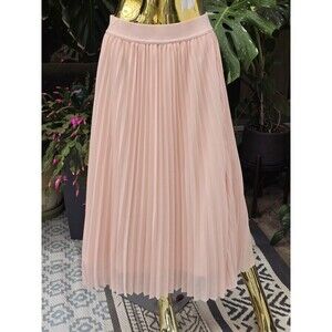 Quince Women’s Pleated Midi Skirt Blush Pink Size Small Elastic Waist NWT
